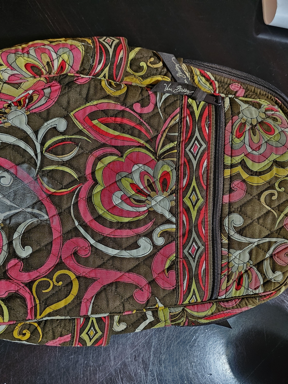 Vera Bradley Brown Floral Quilted Backpack Bag